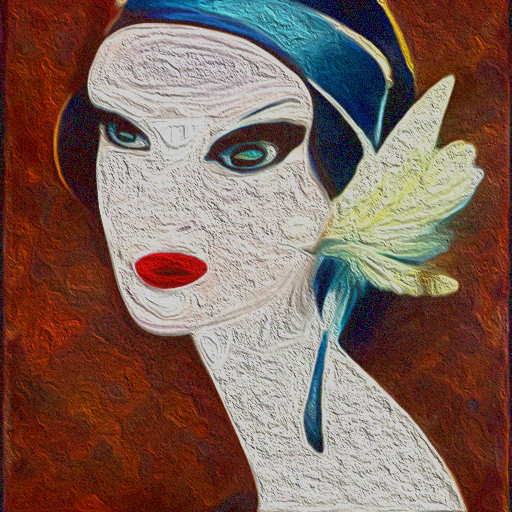 Gemälde einer Frau, die roten Lippenstift und eine Mütze mit Federnschmuck trägt. © Wikimedia
